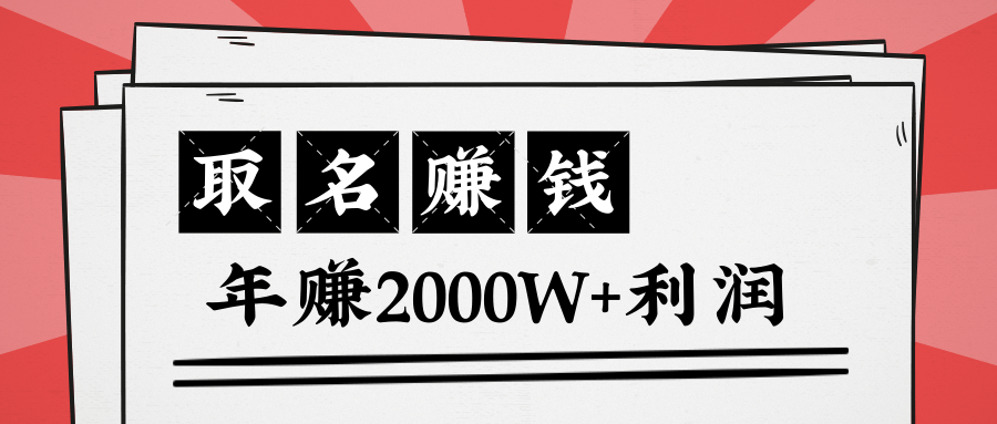 王通：不要小瞧任何一个小领域，取名技能也能快速赚钱，年赚2000W+利润-云途资源库
