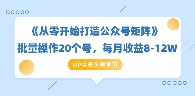 《从零开始打造公众号矩阵》批量操作20个号，每月收益大概8-12W（44节课）-云途资源库