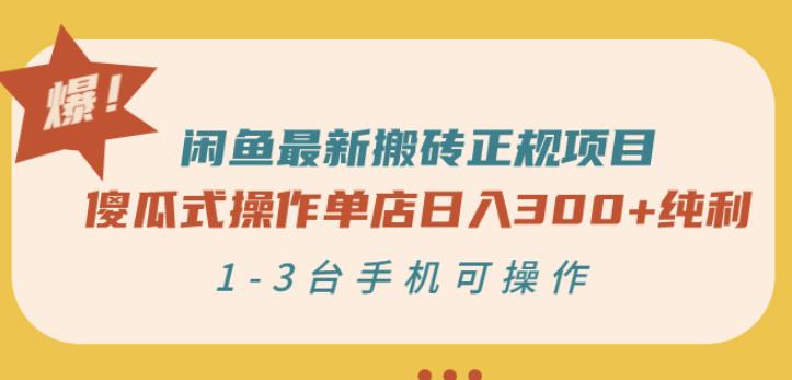 闲鱼最新搬砖正规项目：傻瓜式操作单店日入300+纯利，1-3台手机可操作-云途资源库