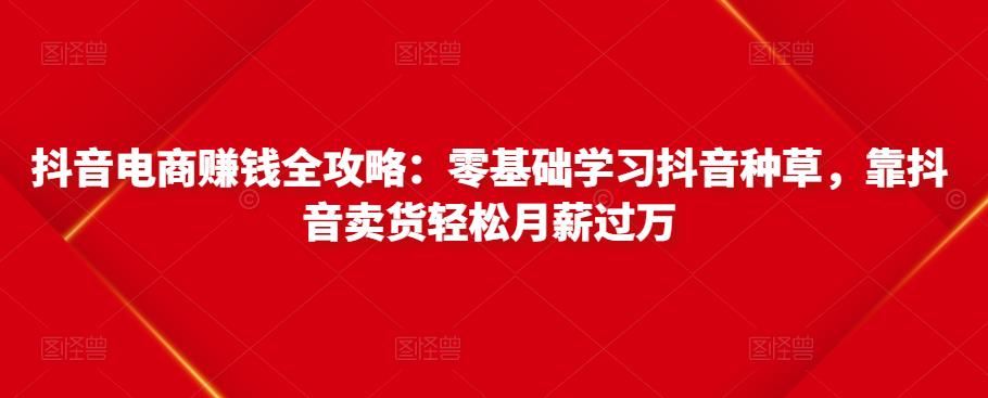 抖音电商赚钱全攻略：零基础学习抖音种草，靠抖音卖货轻松月薪过万-云途资源库