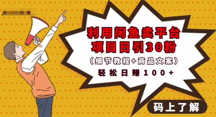 利用闲鱼卖平台项目课程资源日引流30+精准粉丝，轻松日赚100+，积累人脉可实现二次变-云途资源库
