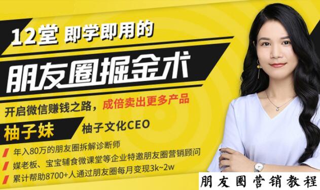 【营销必学】12堂学之即用的朋友圈掘金术：开启你的副业赚钱之路-云途资源库