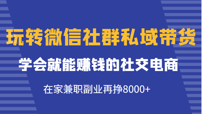 玩转微信社群私域带货，学会就能赚钱的社交电商，在家兼职副业再挣8000+-云途资源库
