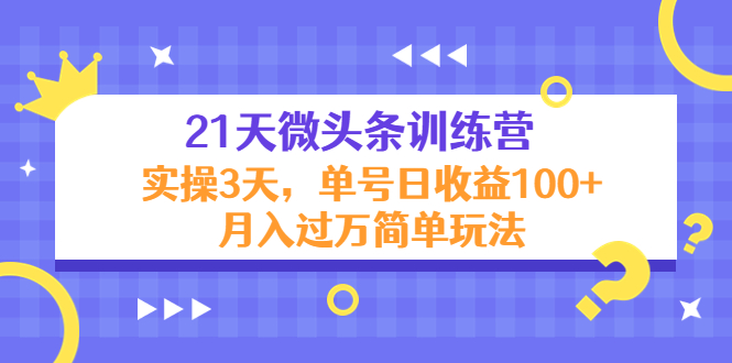 21天微头条训练营，实操3天，单号日收益100+月入过万简单玩法-云途资源库