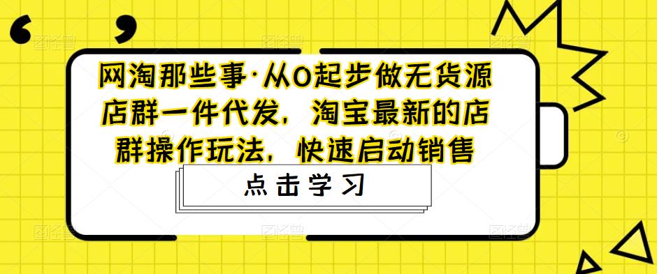 网淘那些事·从0起步做无货源店群一件代发，淘宝最新的店群操作玩法，快速启动销售-云途资源库