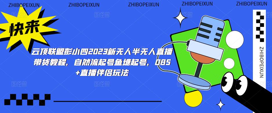 云顶联盟彭小四2023新无人半无人直播带货教程，自然流起号鱼塘起号，OBS+直播伴侣玩法-云途资源库