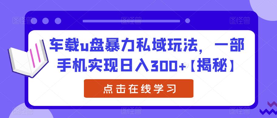 车载u盘暴力私域玩法，一部手机实现日入300+【揭秘】-云途资源库