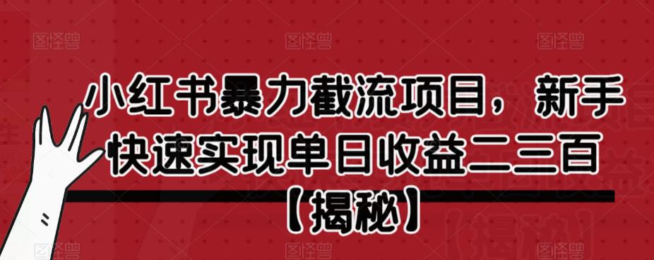 小红书暴力截流项目，新手快速实现单日收益二三百【仅揭秘】-云途资源库