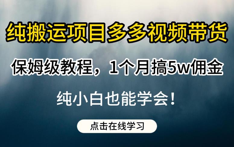 纯搬运项目多多视频带货保姆级教程，1个月搞5w佣金，纯小白也能学会【揭秘】-云途资源库