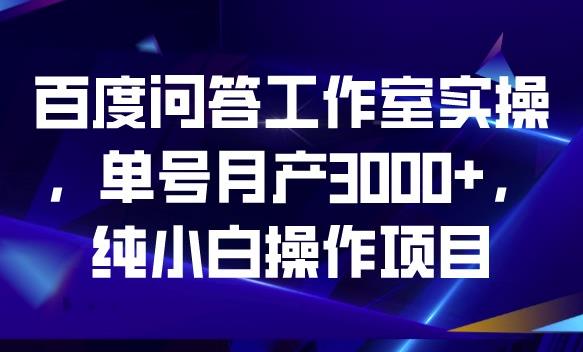 百度问答工作室实操，单号月产3000+，纯小白操作项目【揭秘】-云途资源库