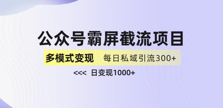 公众号霸屏截流项目+私域多渠道变现玩法，全网首发，日入1000+【揭秘】-云途资源库