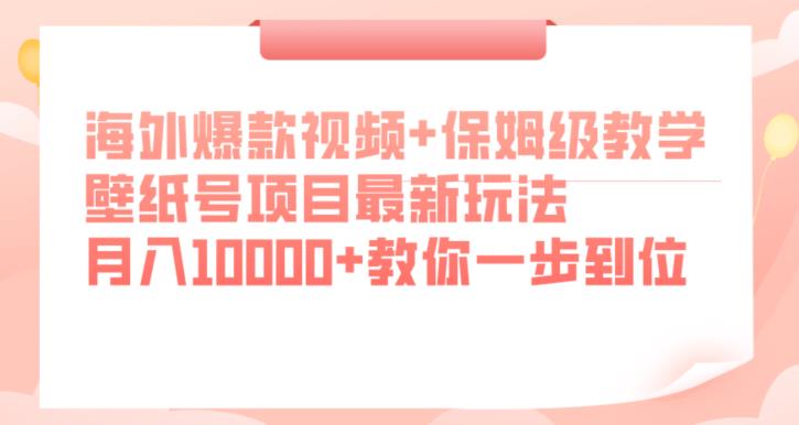 海外爆款视频+保姆级教学，壁纸号项目最新玩法，月入10000+教你一步到位【揭秘】-云途资源库