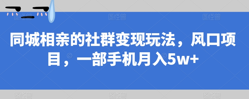 同城相亲的社群变现玩法，风口项目，一部手机月入5w+【揭秘】-云途资源库