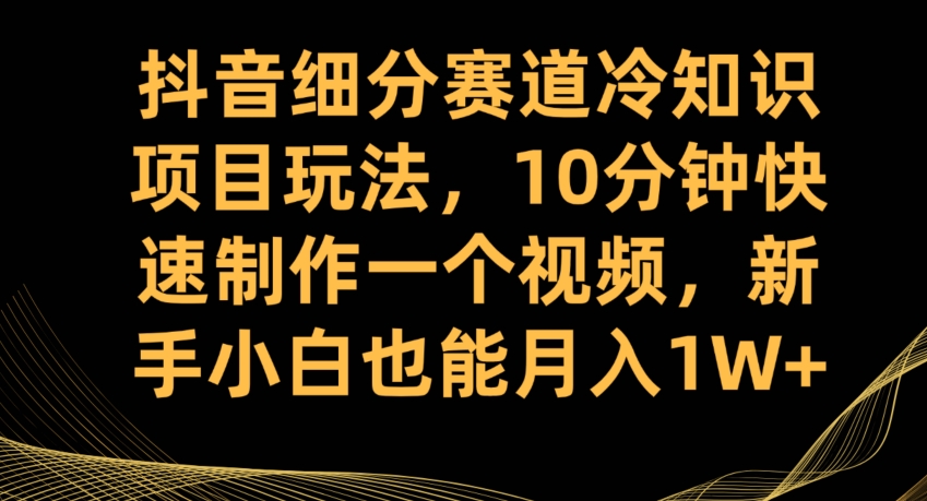 抖音细分赛道冷知识项目玩法，10分钟快速制作一个视频，新手小白也能月入1W+【揭秘】-云途资源库