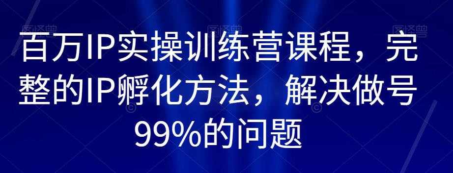 百万IP实操训练营课程，完整的IP孵化方法，解决做号99%的问题-云途资源库