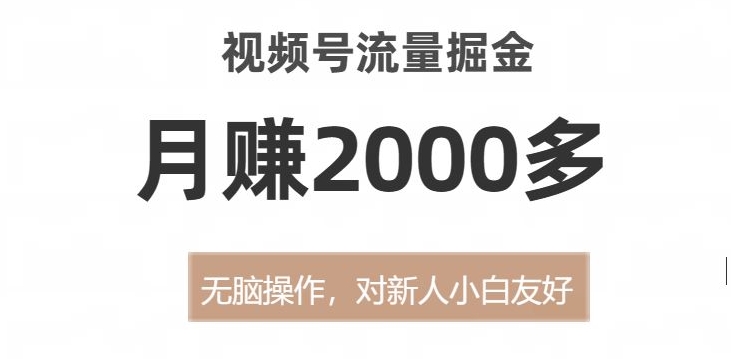 视频号流量掘金，无脑操作，对新人小白友好，月赚2000多【揭秘】-云途资源库