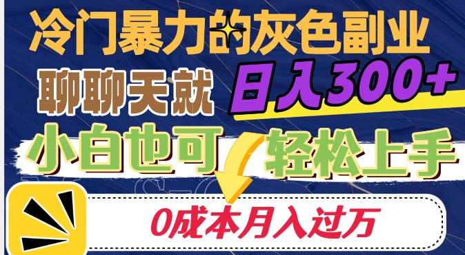冷门暴利的副业项目，聊聊天就能日入300+，0成本月入过万【揭秘】-云途资源库