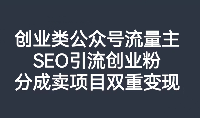 创业类公众号流量主，SEO引流创业粉，分成卖项目双重变现【揭秘】-云途资源库