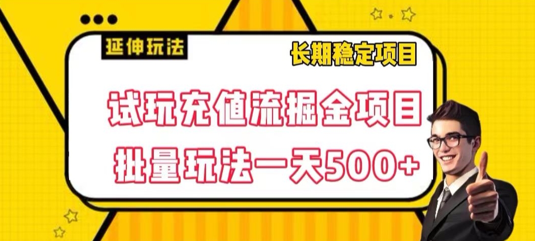 试玩充值流掘金项目，批量矩阵玩法一天500+【揭秘】-云途资源库