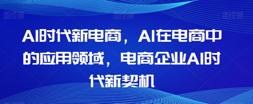 Al时代新电商，Al在电商中的应用领域，电商企业AI时代新契机-云途资源库
