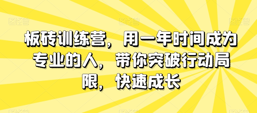 板砖训练营，用一年时间成为专业的人，带你突破行动局限，快速成长-云途资源库