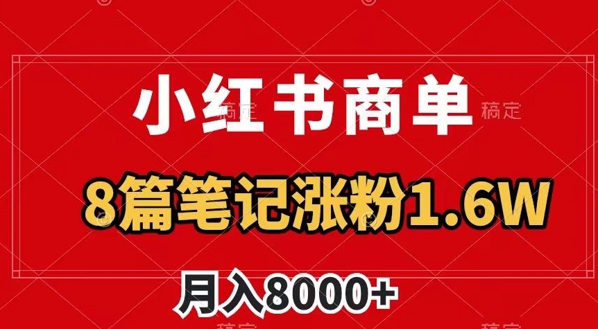 小红书商单最新玩法，8篇笔记涨粉1.6w，作品制作简单，月入8000+【揭秘】-云途资源库