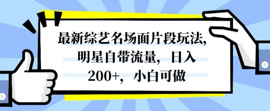 最新综艺名场面片段玩法，明星自带流量，日入200+，小白可做【揭秘】-云途资源库