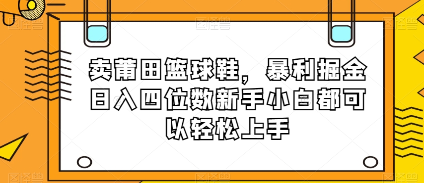 卖莆田篮球鞋，暴利掘金日入四位数新手小白都可以轻松上手【揭秘】-云途资源库