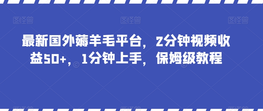 最新国外薅羊毛平台，2分钟视频收益50+，1分钟上手，保姆级教程【揭秘】-云途资源库