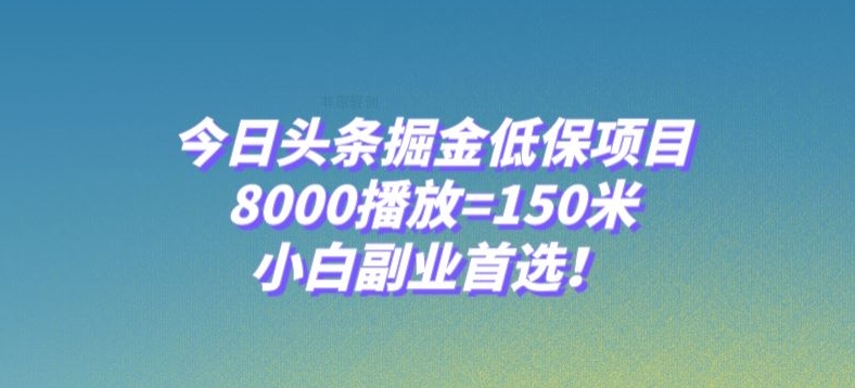 今日头条掘金低保项目，8000播放=150米，小白副业首选【揭秘】-云途资源库