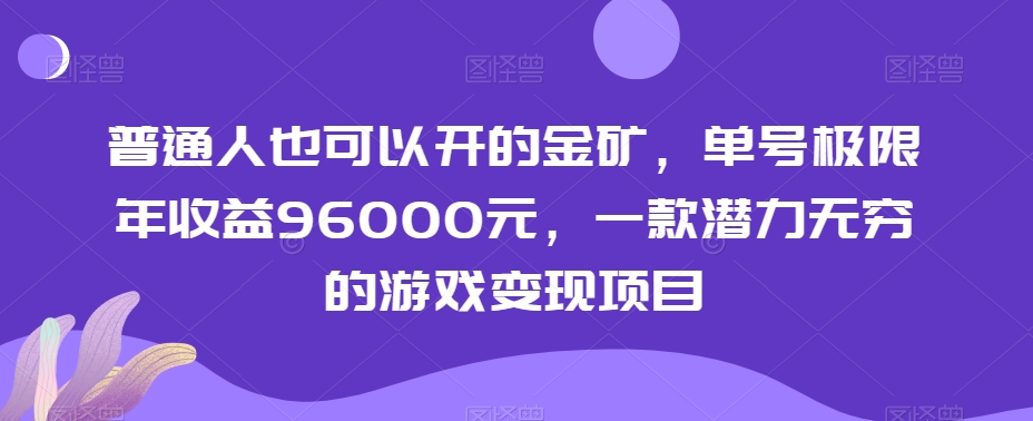 普通人也可以开的金矿，单号极限年收益96000元，一款潜力无穷的游戏变现项目【揭秘】-云途资源库