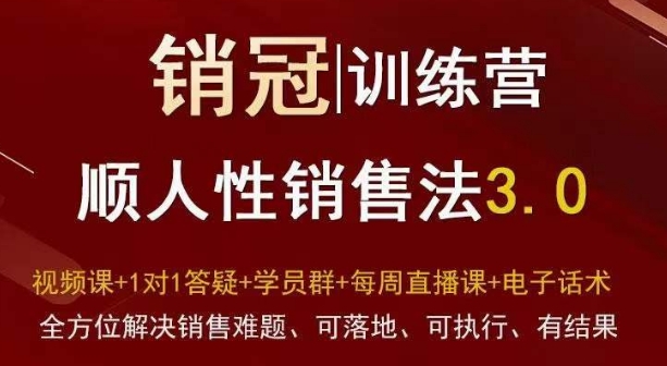 爆款！销冠训练营3.0之顺人性销售法，全方位解决销售难题、可落地、可执行、有结果-云途资源库