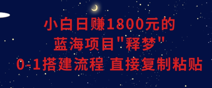 小白能日赚1800元的蓝海项目”释梦”0-1搭建流程可直接复制粘贴长期做【揭秘】-云途资源库