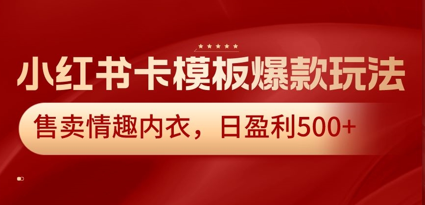 小红书卡模板爆款玩法，售卖情趣内衣，日盈利500+【揭秘】-云途资源库