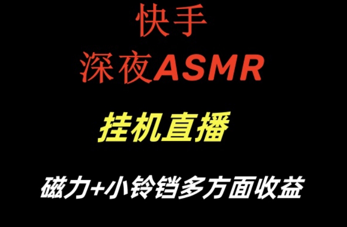 快手深夜ASMR挂机直播，磁力+小铃铛收益（附带工具和5G素材）【揭秘】-云途资源库