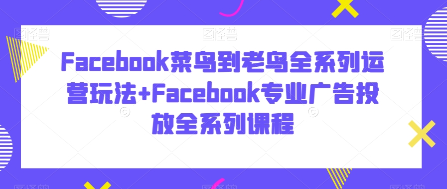 Facebook菜鸟到老鸟全系列运营玩法+Facebook专业广告投放全系列课程-云途资源库