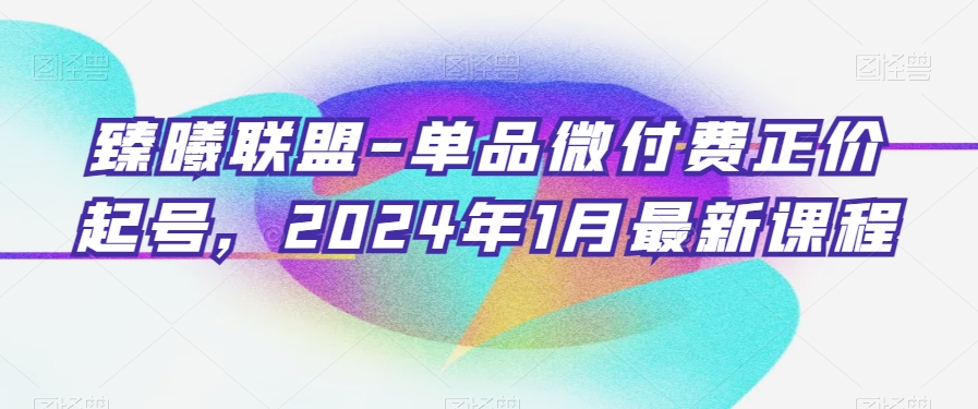臻曦联盟-单品微付费正价起号，2024年1月最新课程-云途资源库