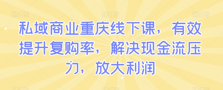 私域商业重庆线下课，有效提升复购率，解决现金流压力，放大利润-云途资源库
