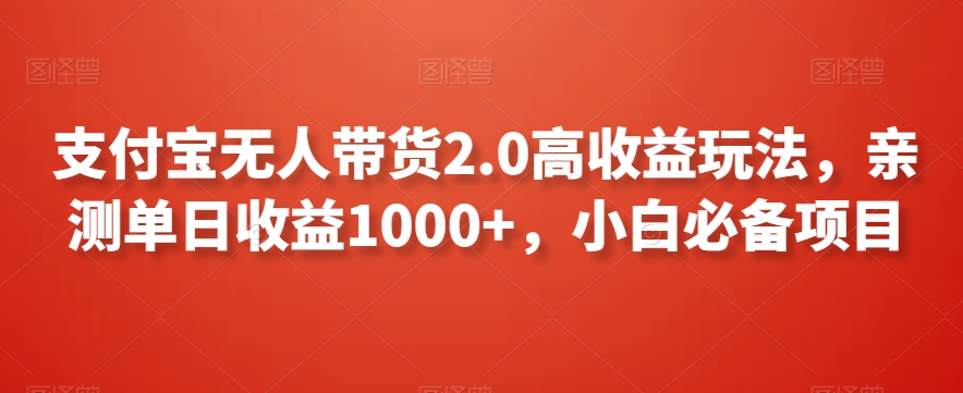 支付宝无人带货2.0高收益玩法，亲测单日收益1000+，小白必备项目【揭秘】-云途资源库
