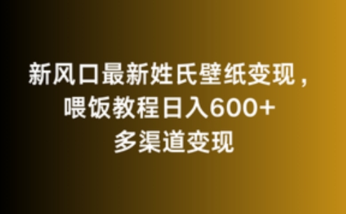 新风口最新姓氏壁纸变现，喂饭教程日入600+【揭秘】-云途资源库