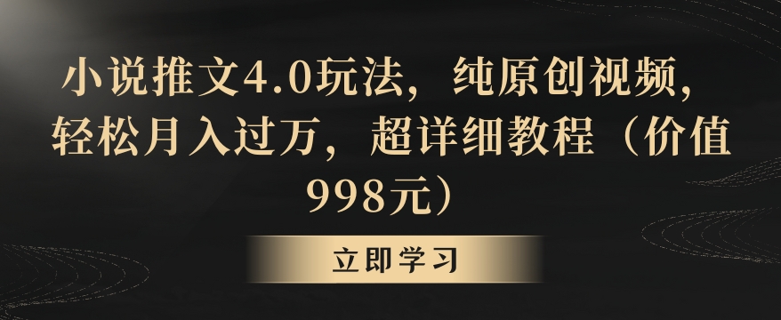 小说推文4.0玩法，纯原创视频，轻松月入过万，超详细教程（价值998元）【揭秘】-云途资源库