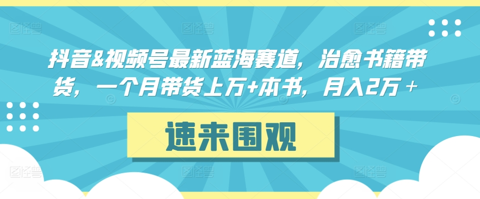 抖音&视频号最新蓝海赛道，治愈书籍带货，一个月带货上万+本书，月入2万＋【揭秘】-云途资源库
