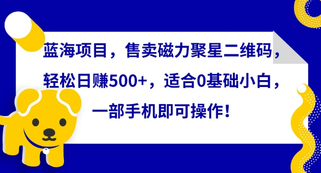 蓝海项目，售卖磁力聚星二维码，轻松日赚500+，适合0基础小白，一部手机即可操作【揭秘】-云途资源库