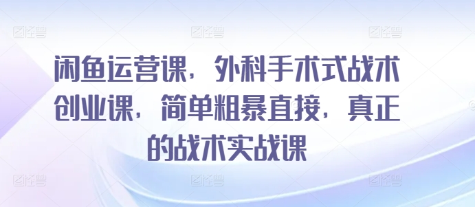 闲鱼运营课，外科手术式战术创业课，简单粗暴直接，真正的战术实战课-云途资源库