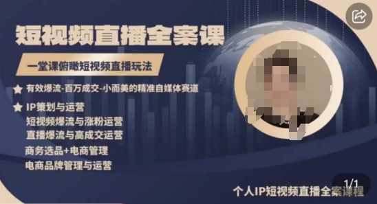 高品质IP短视频直播全案课程，一堂课俯瞰短视频直播玩法-云途资源库