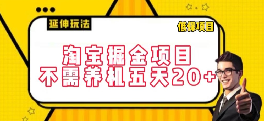 淘宝掘金项目，不需养机，五天20+，每天只需要花三四个小时【揭秘】-云途资源库