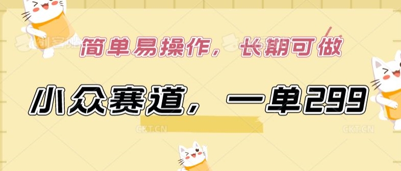 小众赛道，一单299.简单易操作，长期可做【揭秘】-云途资源库