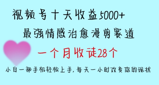 十天收益5000+，多平台捞金，视频号情感治愈漫剪，一个月收徒28个，小白一部手机轻松上手【揭秘】-云途资源库