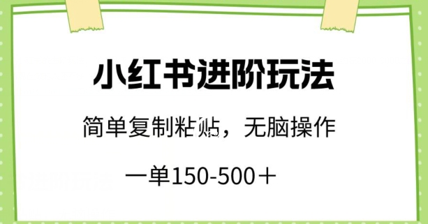 小红书进阶玩法，一单150-500+，简单复制粘贴，小白也能轻松上手【揭秘】-云途资源库