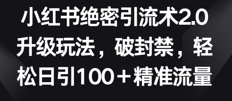 小红书绝密引流术2.0升级玩法，破封禁，轻松日引100+精准流量【揭秘】-云途资源库